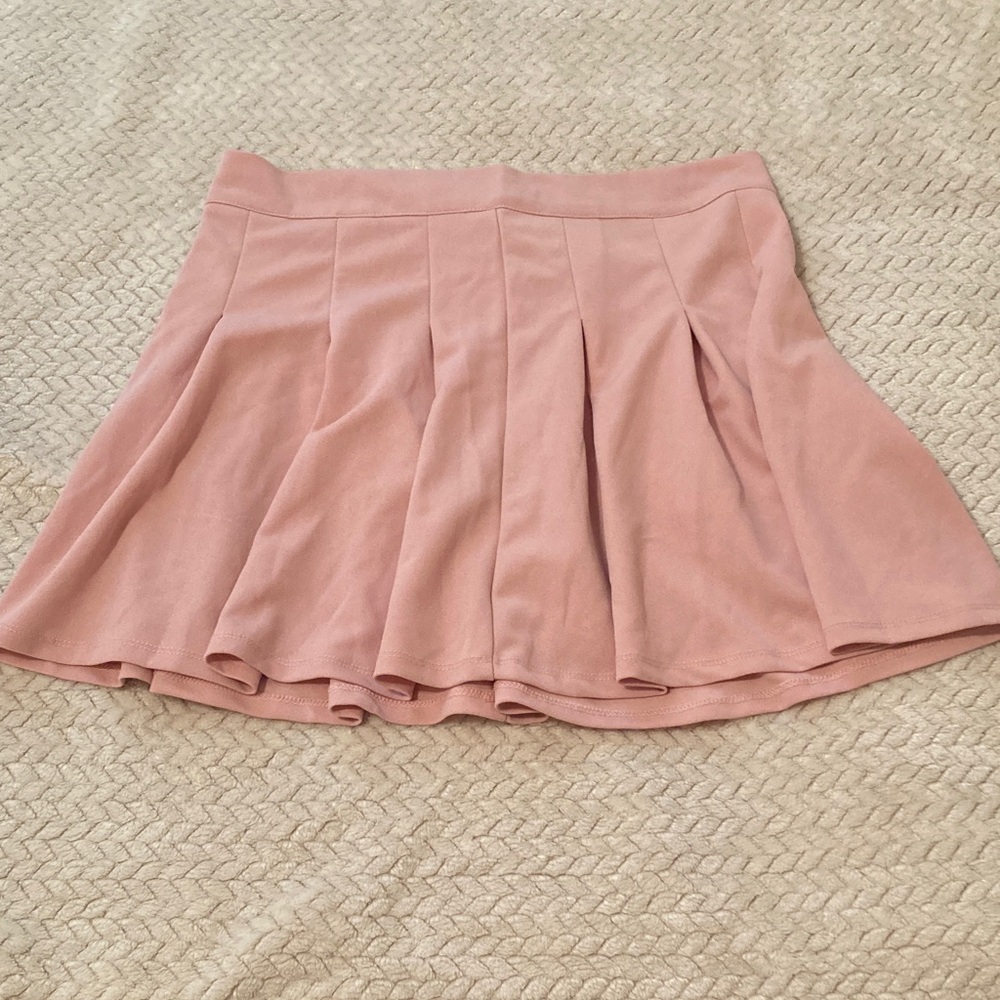 Blush Pink Pleated Mini Skirt